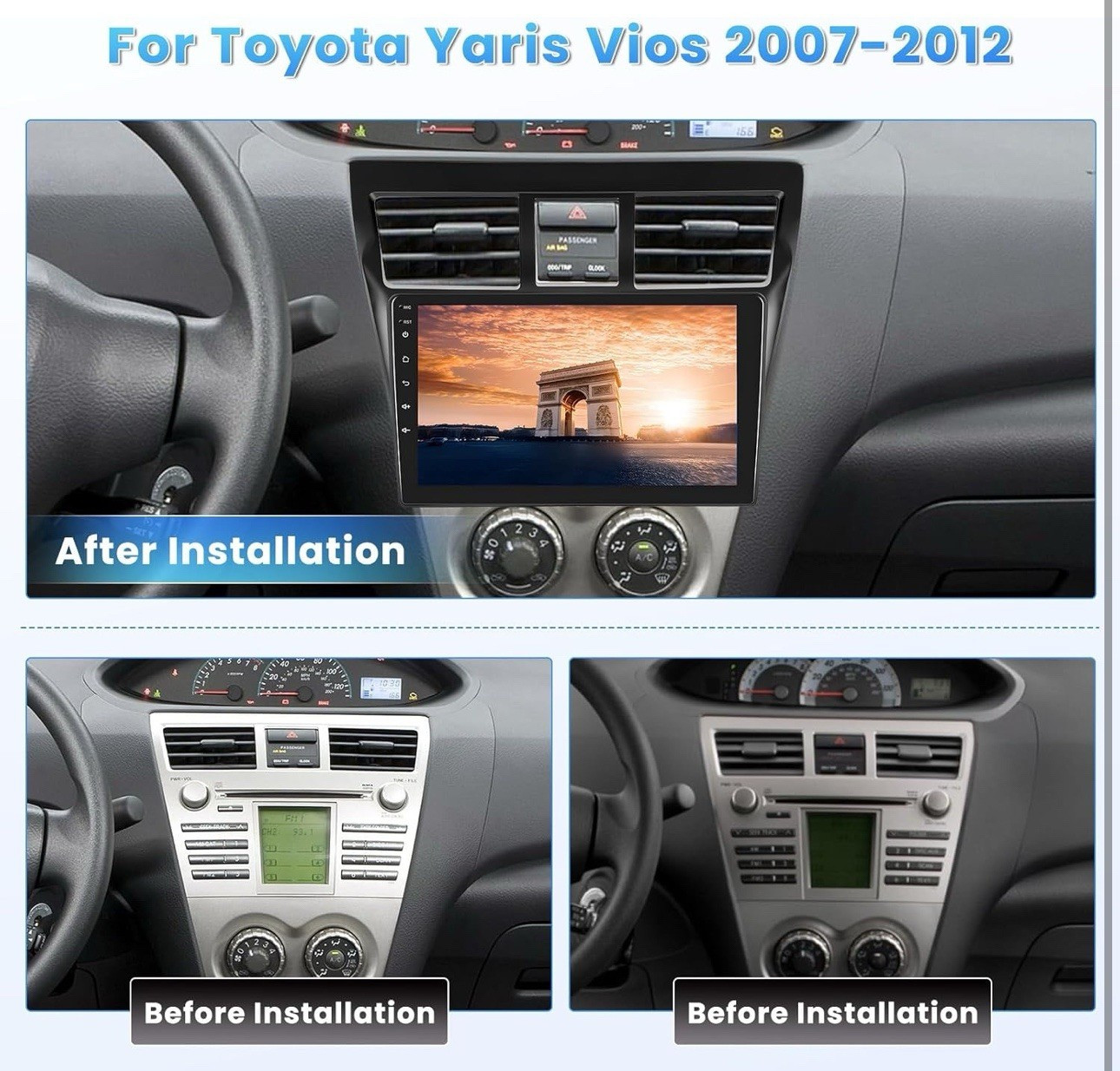 [2G+32G] Car Radio for Toyota Vios Yaris 2007-2012, 9 inch Android 14 Touch S…