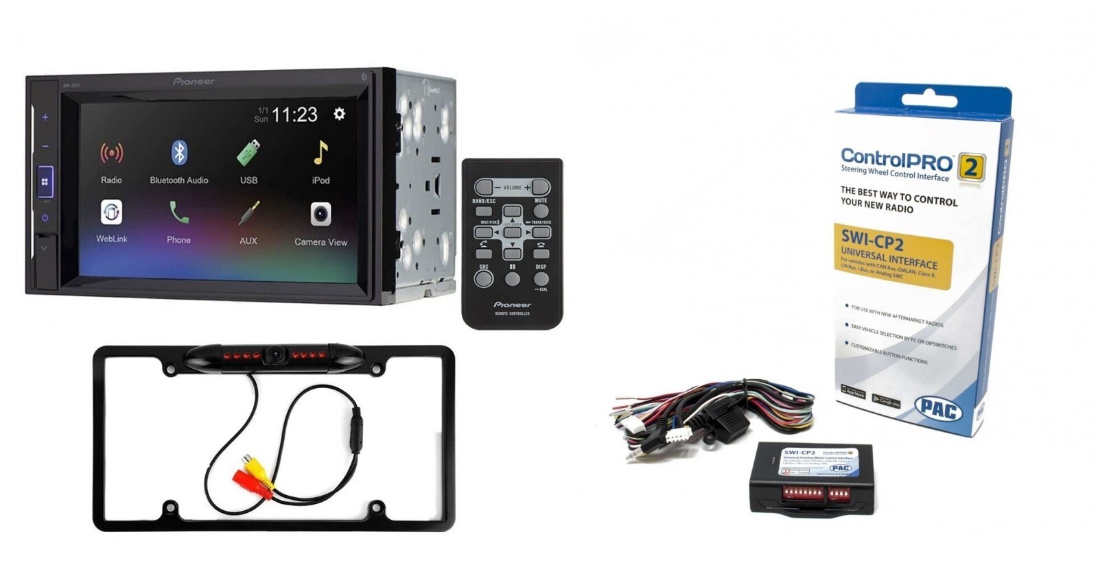 Pioneer DMH-241EX 2-DIN Bluetooth Car Stereo | Steering Wheel Control | Camera