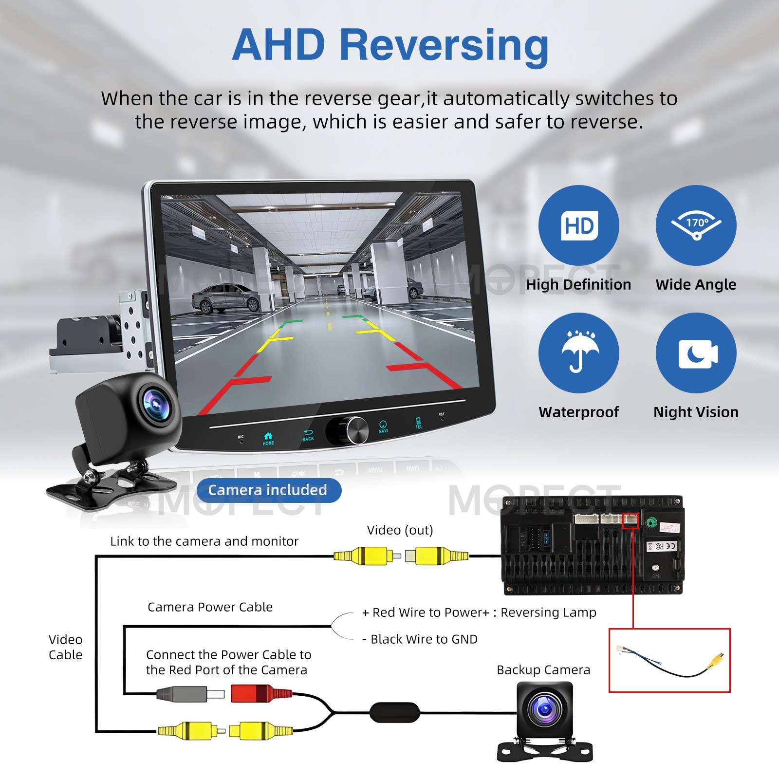 10.1″ Universal 4+64GB Car Stereo Radio DVR+ 1Din Rotatable Carplay GPS Navi+AHD