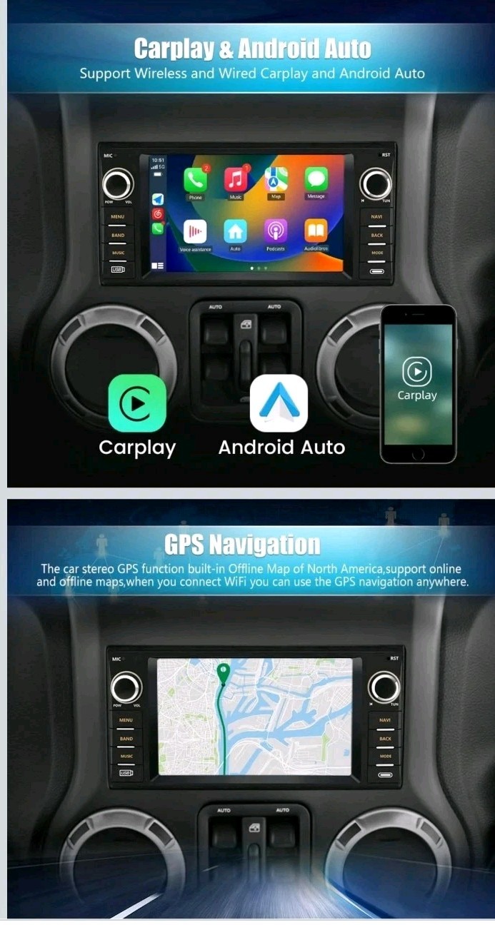 Android 13 Car Stereo 7″ Touch Screen 2+32GB for Jeep Dodge Chrysler RAM GPS BT
