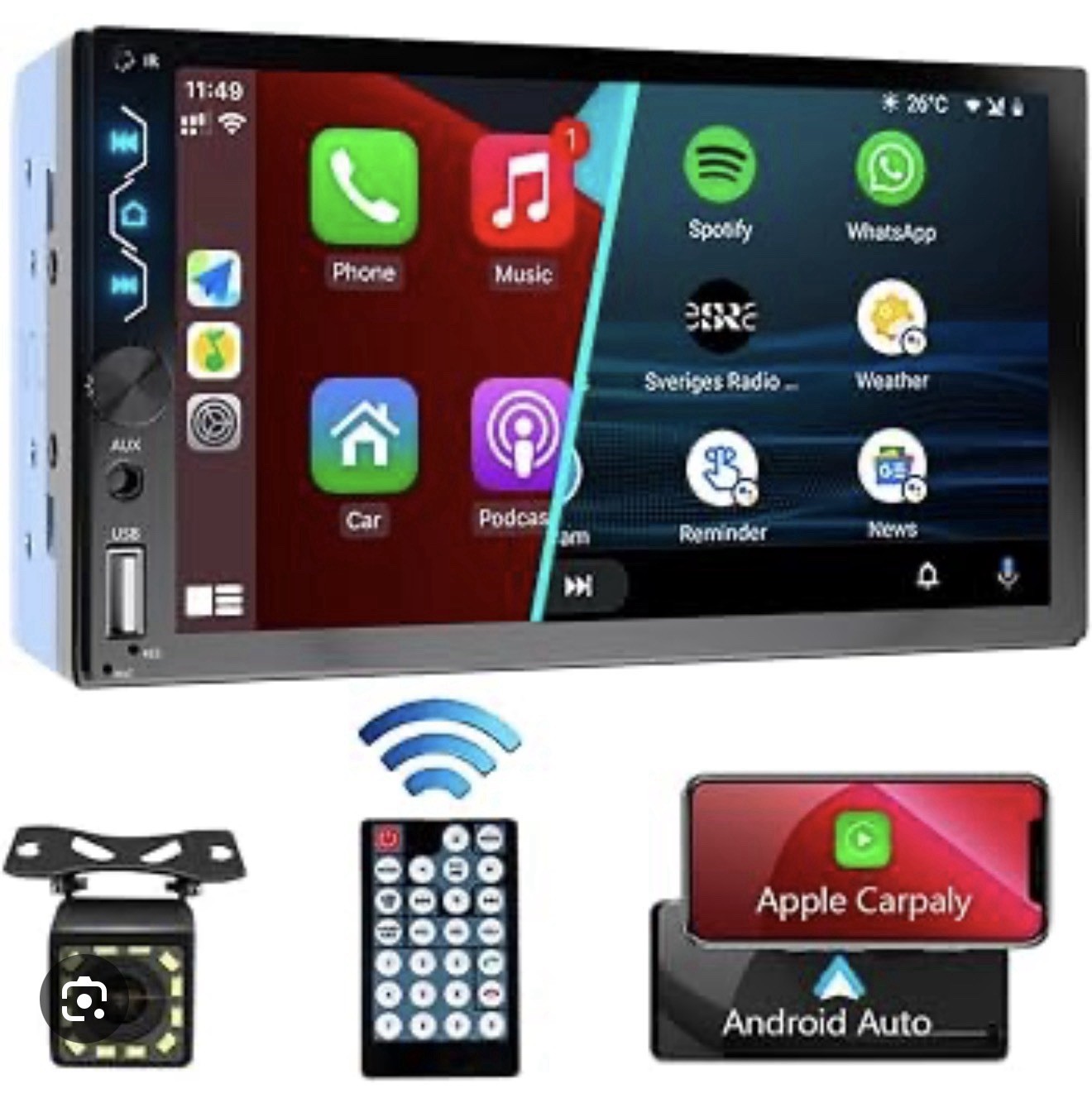 7″ TFT HD Touch Screen BT/FM/USB Mp3 Rearview Camera.