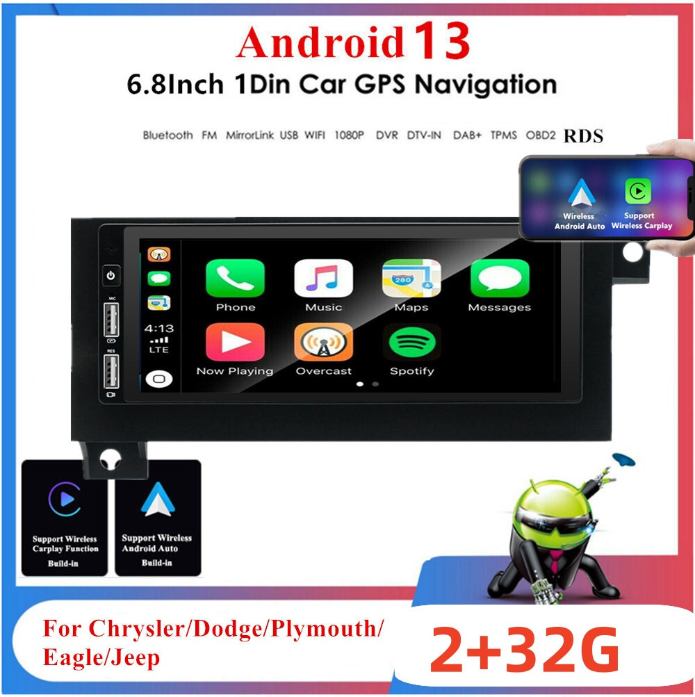 1 Din Car MP5 Player For Carplay GPS WiFi Fit For 1993-1998 Jeep Grand Cherokee