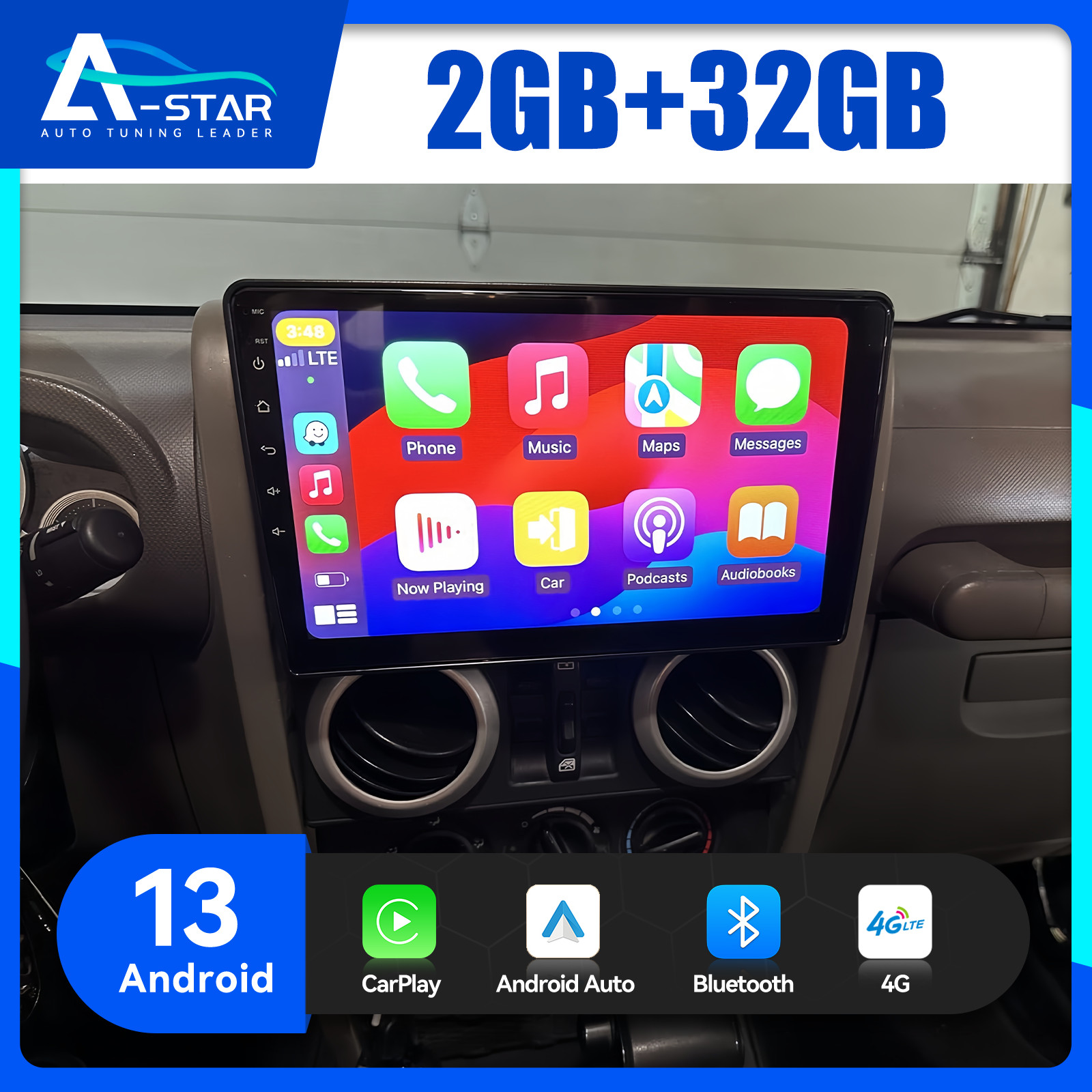 Android 13 GPS Carplay Car Stereo Radio For Jeep Wrangler Chrysler Dodge Ram+CAM