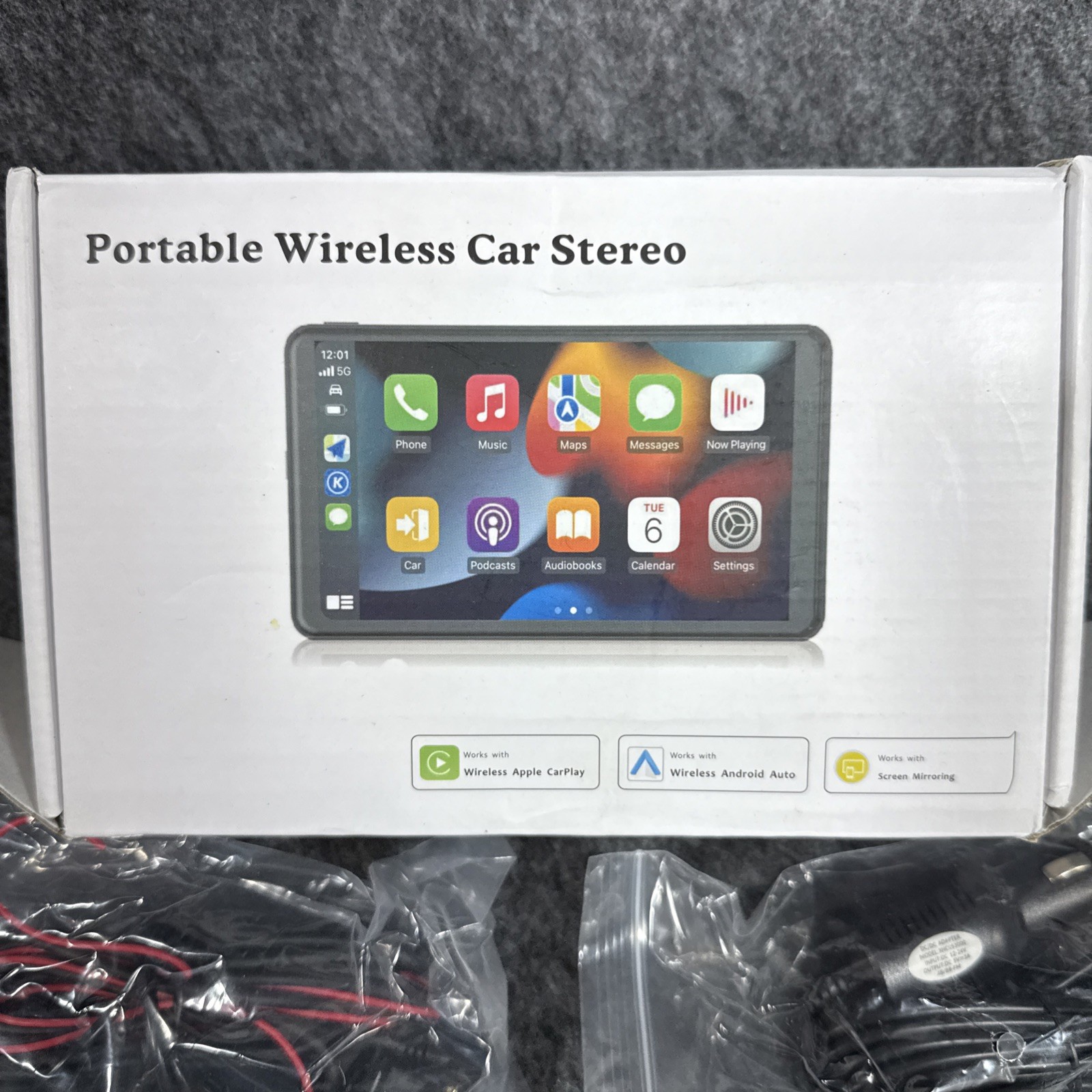 Portable Wireless Car Stereo, 7″ Screen, UPGRADED + Apple Carplay, Android Auto