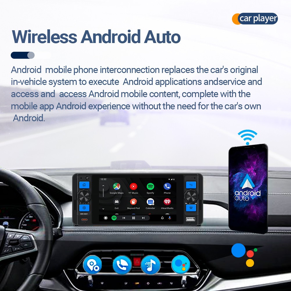 Single DIN 5″ Multimedia Player Car Stereo FM/RDS Radio Bluetooth USB HeadUnit