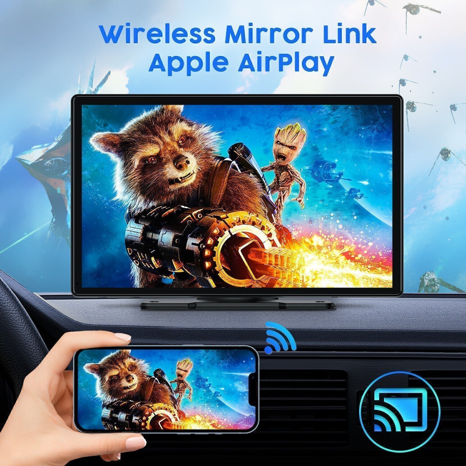 9″ HD Touch Screen Wireless Apple Carplay Android Auto Car Stereo w/1080P Camera