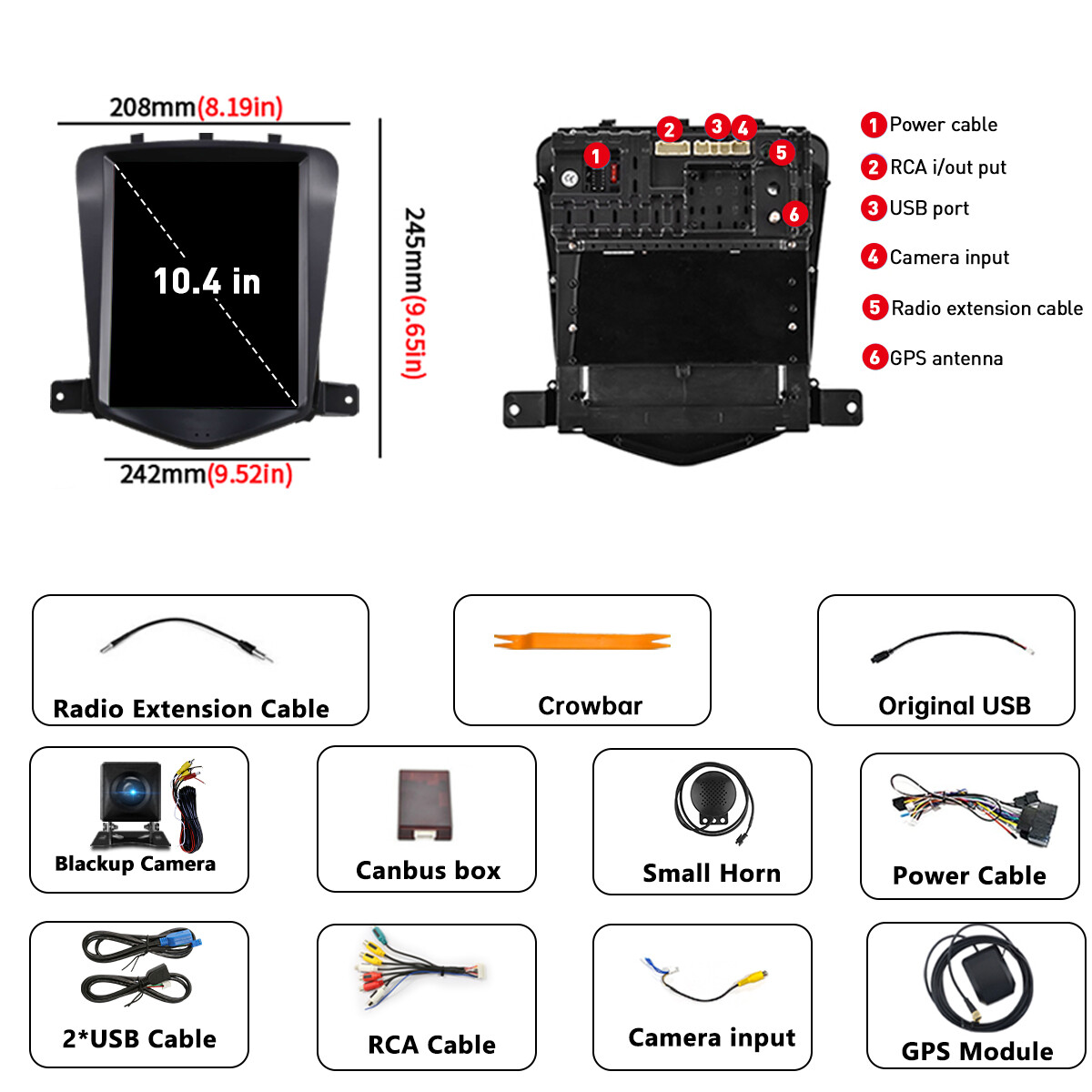 8Core 4G+64G Apple CarPlay Radio Stereo GPS for Chevrolet Chevy Cruze 2011-2015