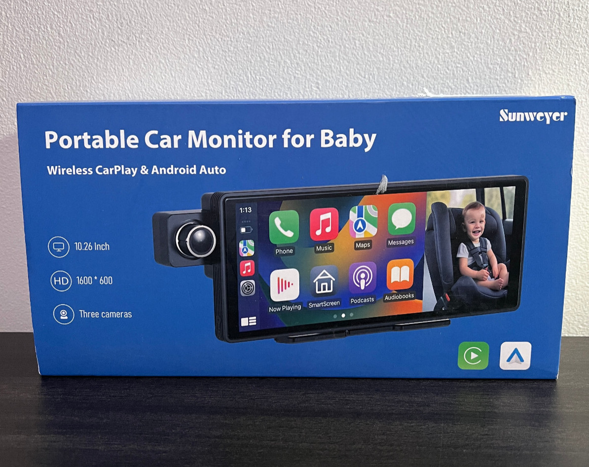 10.26 inch Carplay Video Recorder Portable Car Stereo Baby Monitor Back Seat NEW