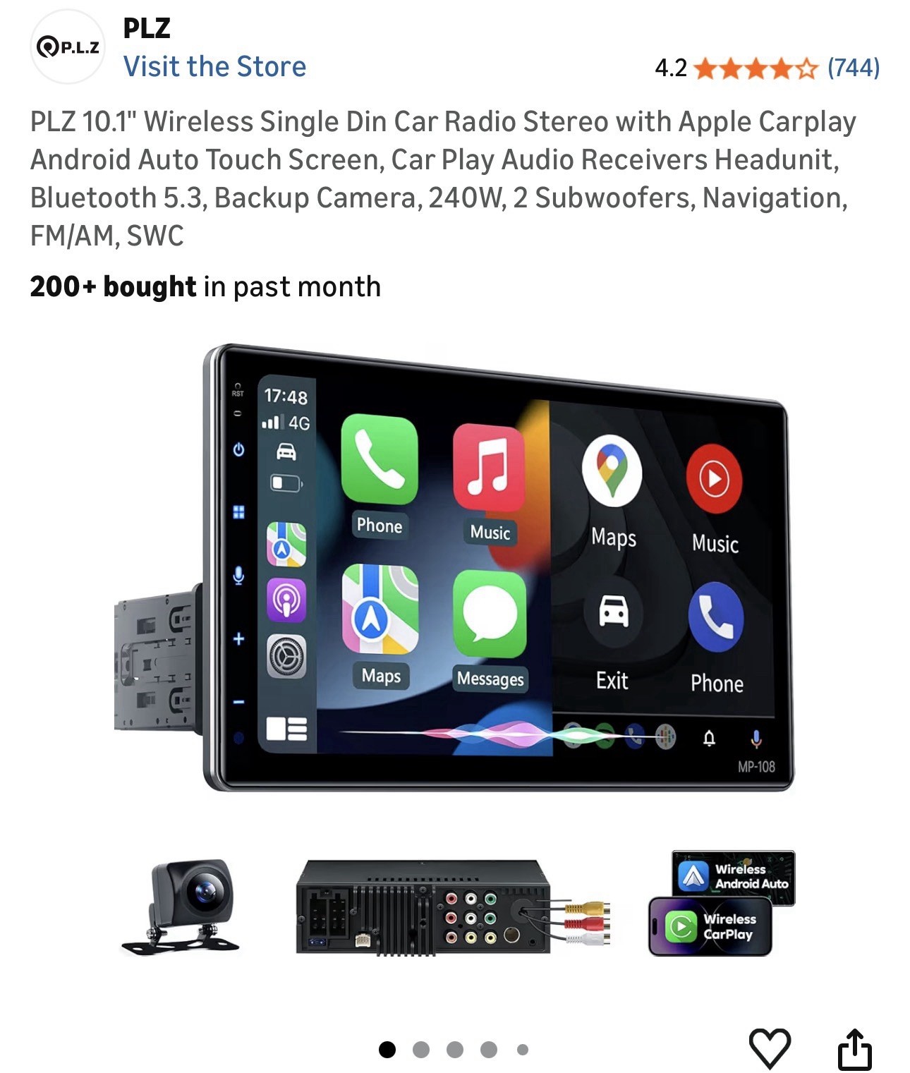 P.L.Z MP-108 10.1″ 1 DIN Touchscreen Car MP5 Player Stereo Bluetooth Ready