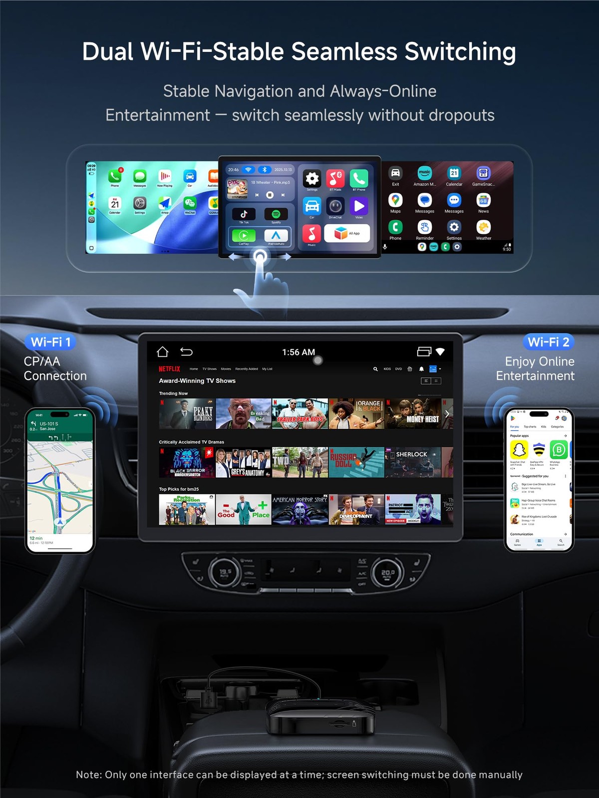 Wireless CarPlay&Android Auto Adapter Magic AI Box 4GB+32GB | Dual-WiFi