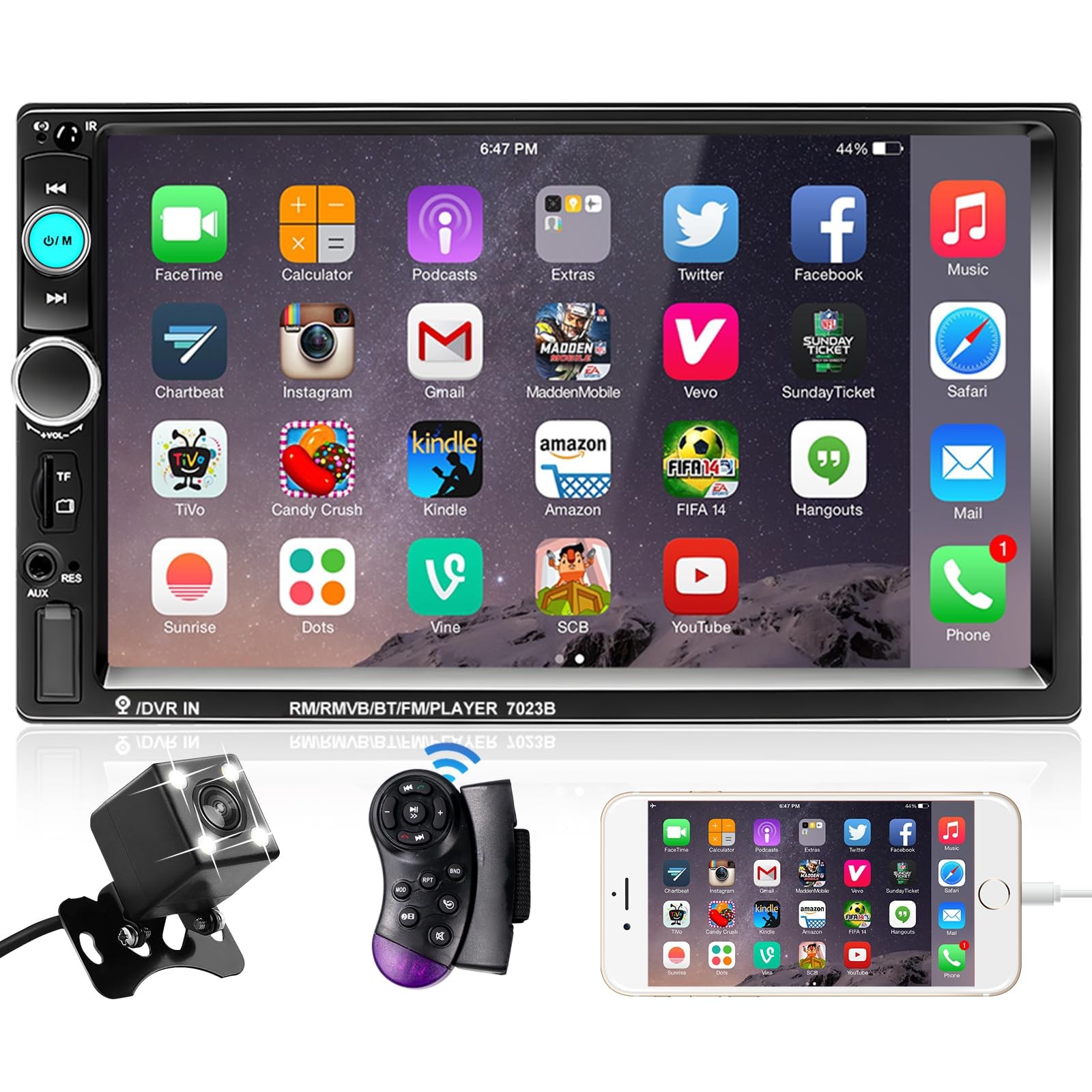 Podofo Double Din Car Stereo Radio 7 Inch Touch Screen Bluetooth Handsfree…
