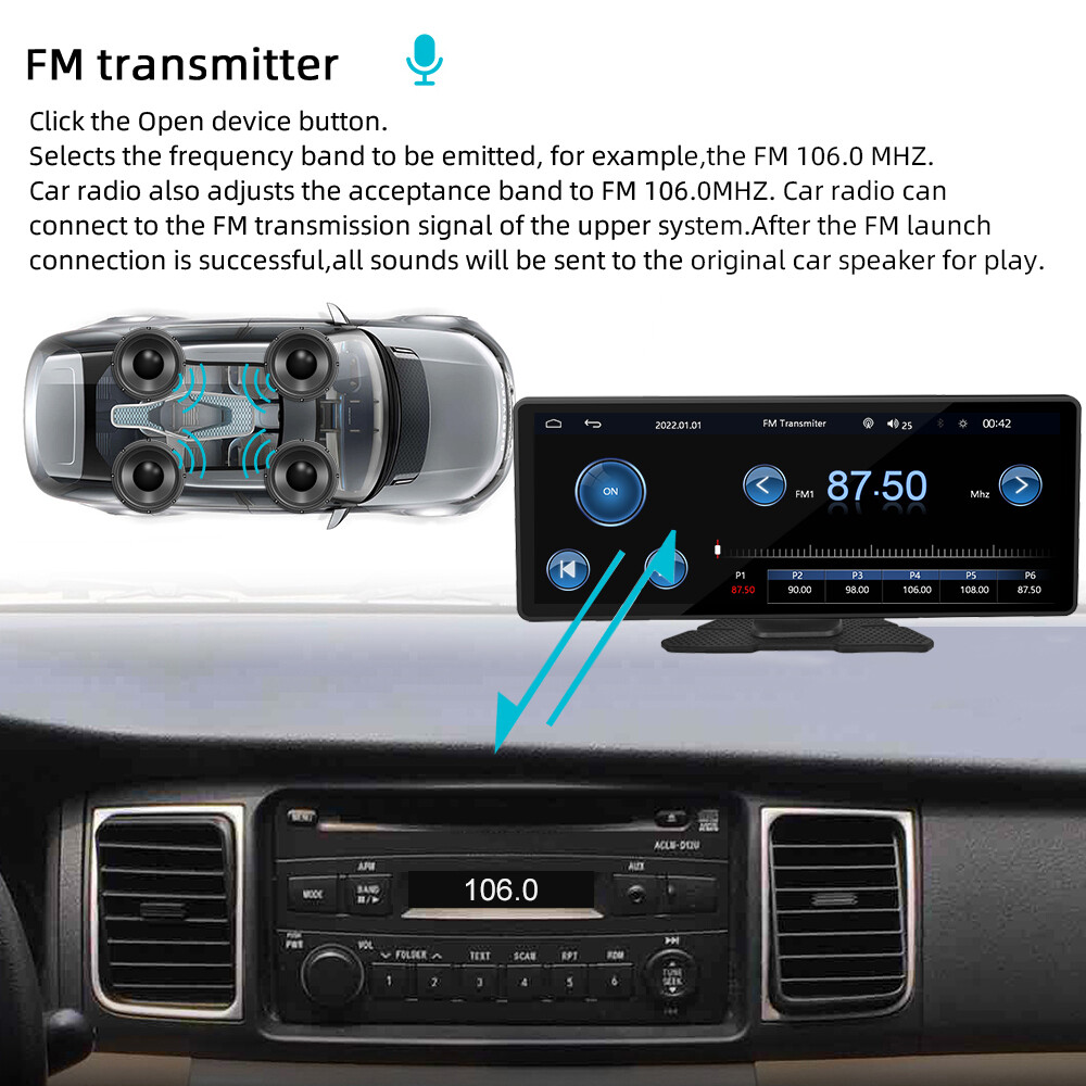 10.26 inch Mirror Link Wireless Carplay Portable Car Stereo GPS Android auto BT
