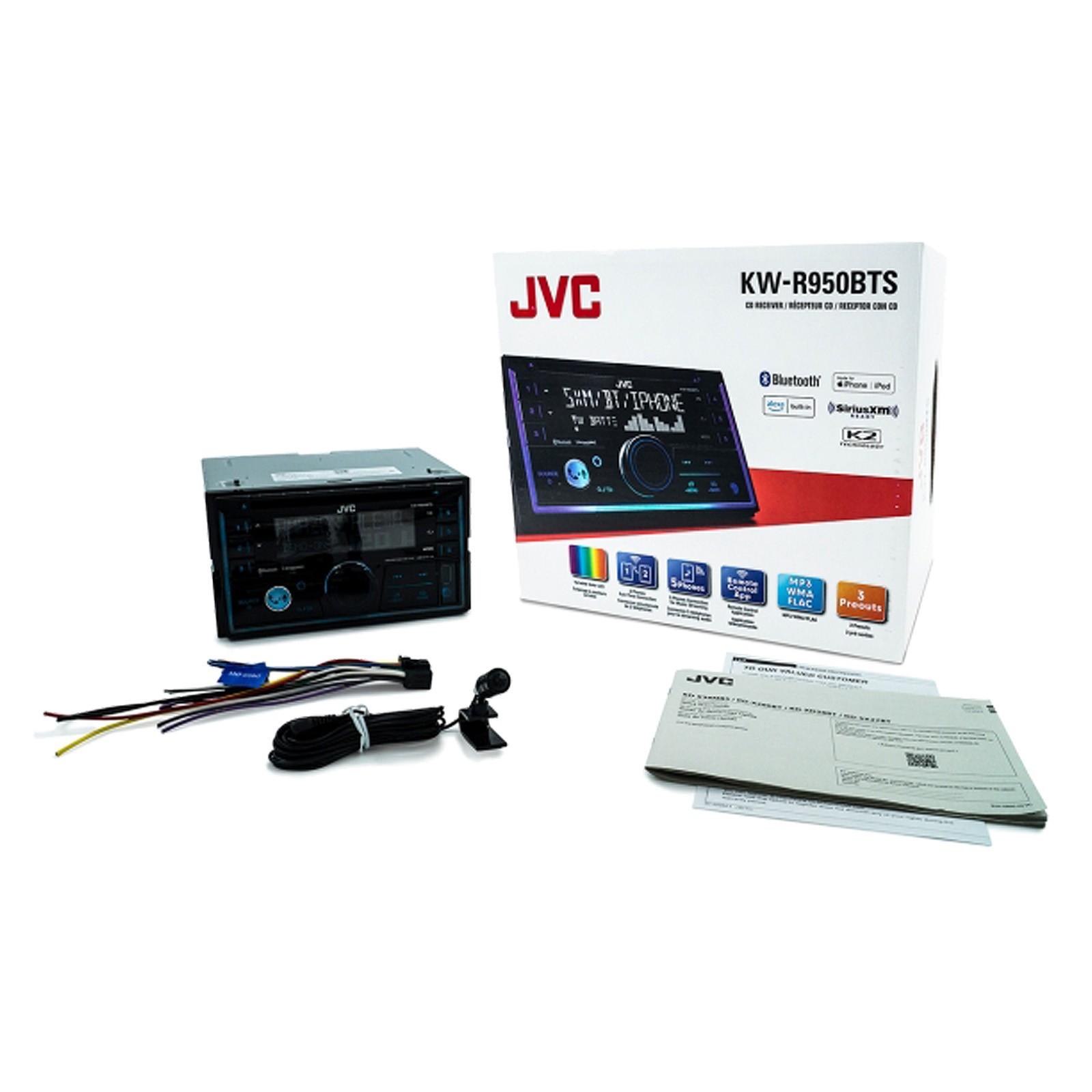 JVC KW-R940BTS Double DIN Bluetooth USB AUX AM/FM Radio CD Player Car Receiver