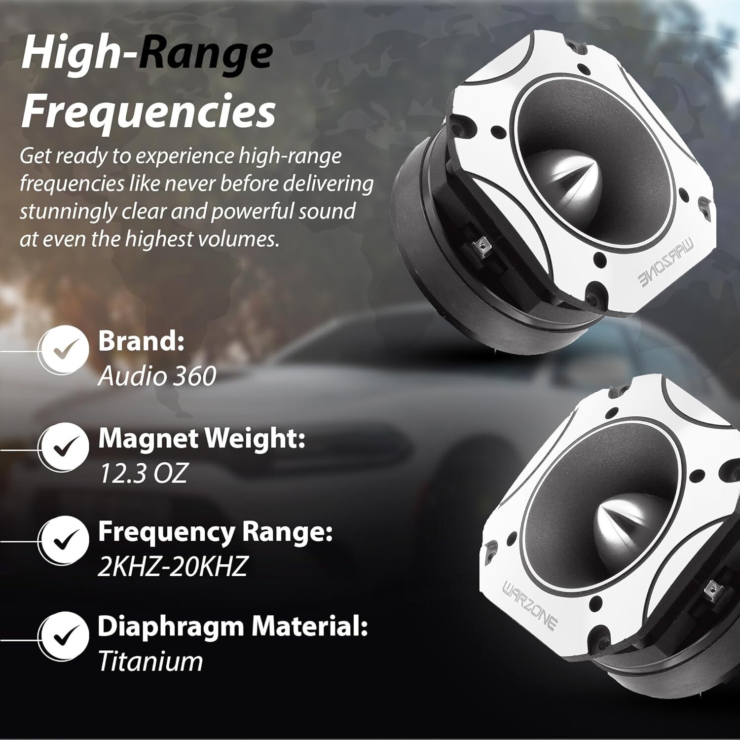 WARZONE 4.02-Inch Super Tweeter , 4 Ohm, 1600W Max, 105dB Sensitivity, Titanium