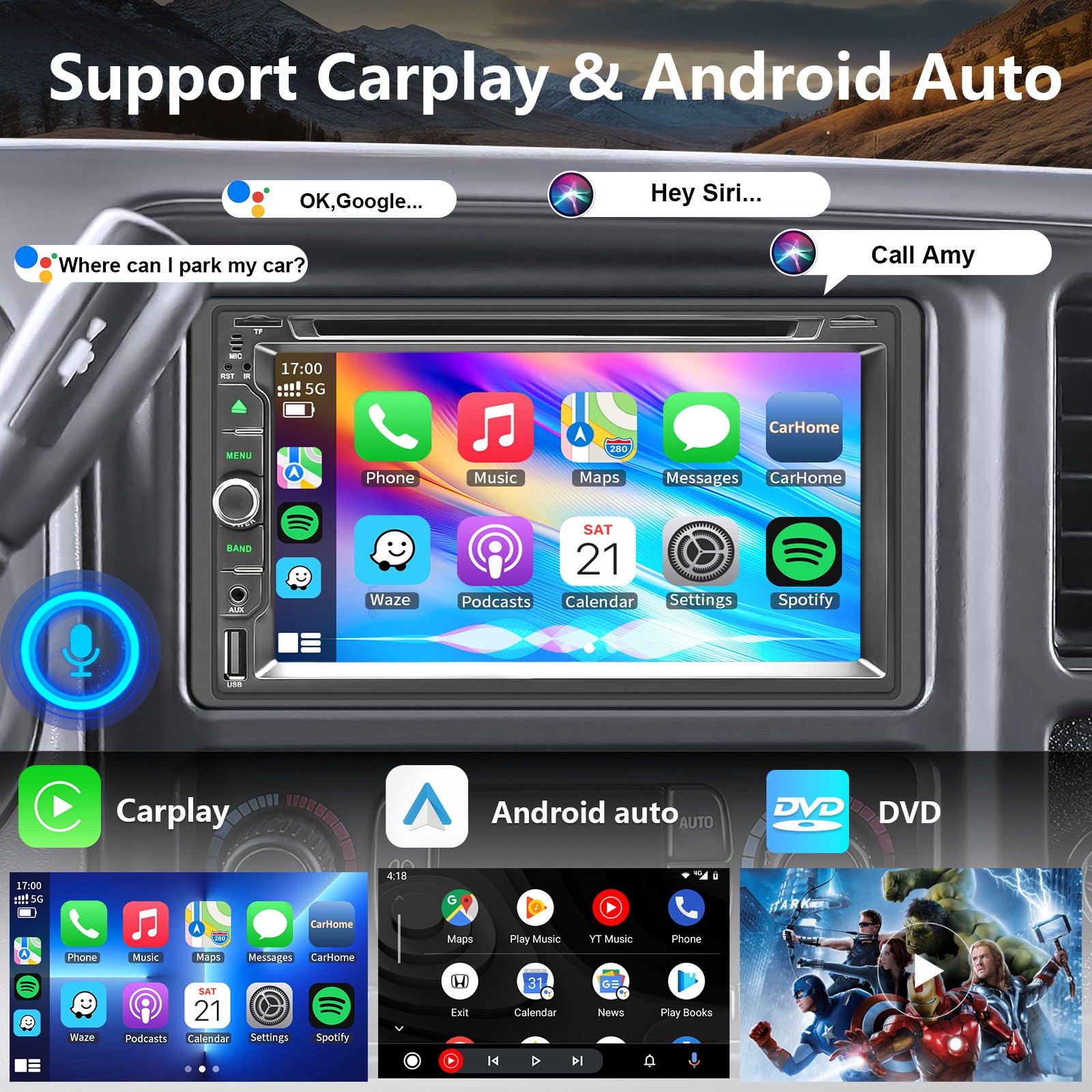 For 2003-2006 Chevy Silverado S10 SSR Tahoe Carplay Car Stereo Radio DVD CD