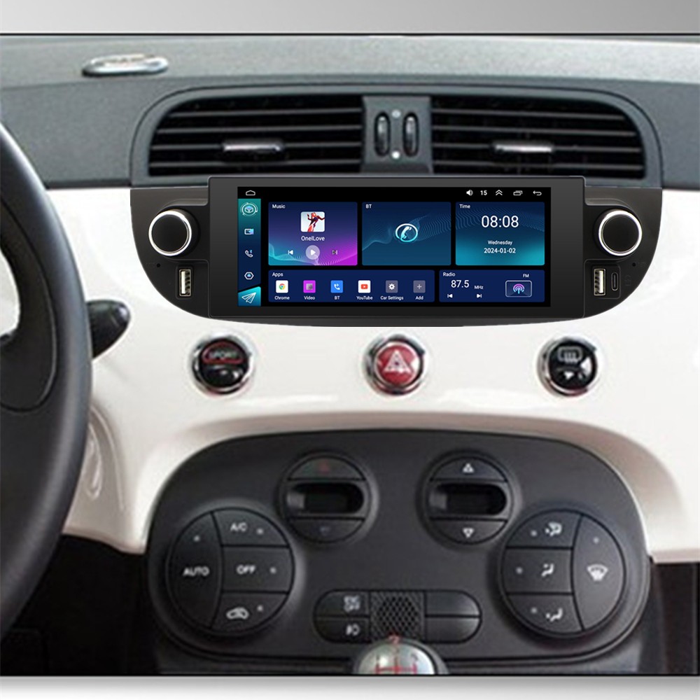 Car Radio Stereo Player GPS Navi Head Unit WIFI SWC Fit For Fiat 500 2007-2018