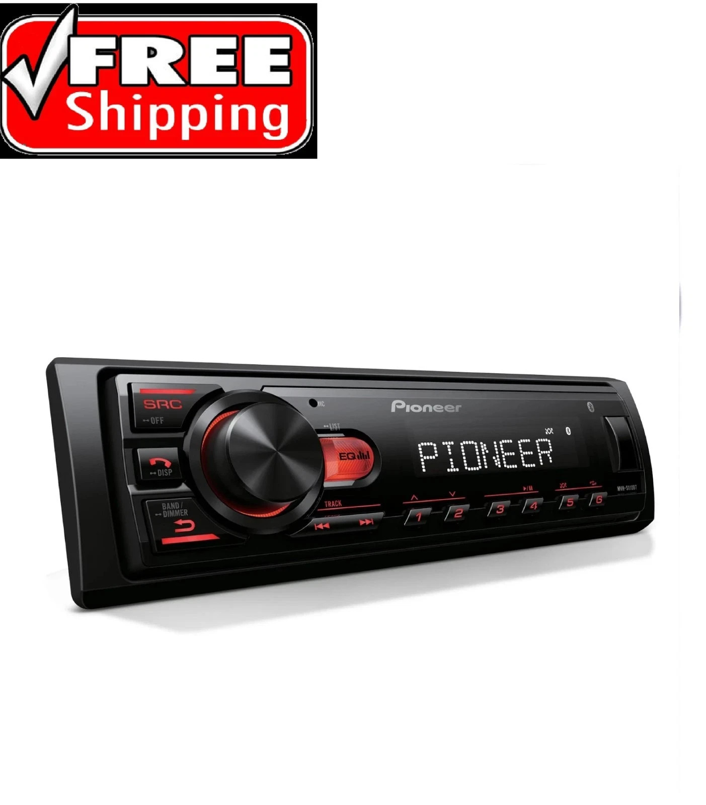 Pioneer MVH-S110BT 1-Din Digital Media Receiver Car Stereo – Bluetooth, Black