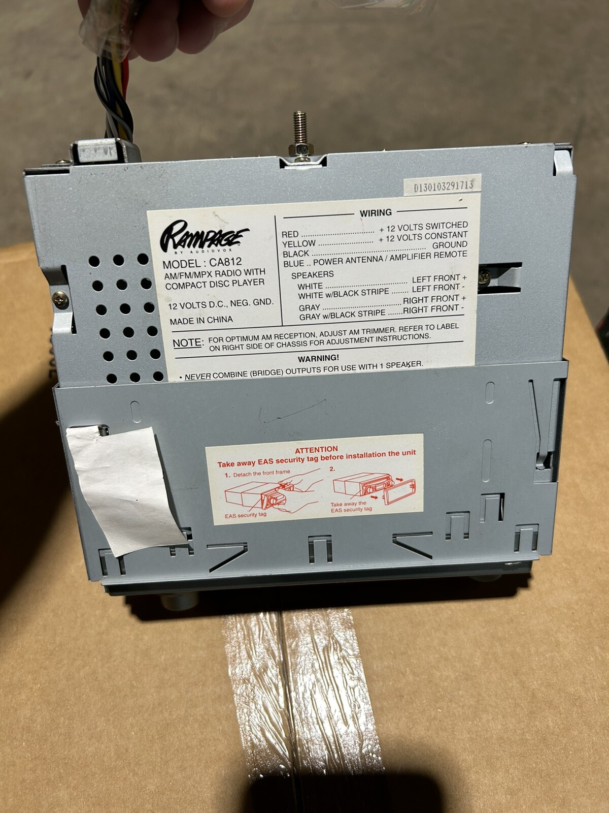 Vintage Rampage by Audiovox model CA-812 unable to test PART & Case ONLY