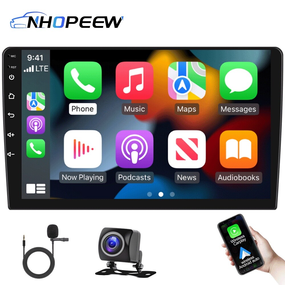 32GB Android 13 9″ Apple CarPlay Double 2DIN Car Stereo GPS RDS FM Radio Camera