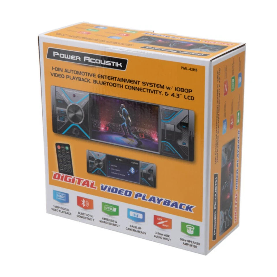 Power Acoustik PML-43HB Bluetooth Digital 1080P Receiver 4.3″ Android Mirroring