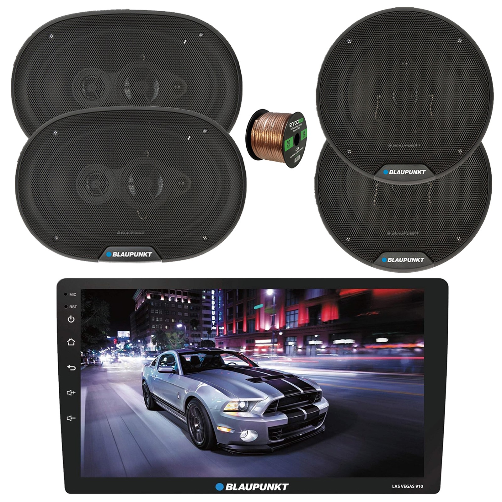 Blaupunkt 10″ Touchscreen WiFi Radio, 2x 6″ 40W + 2x 6×9″ 70W Speaker,Wire
