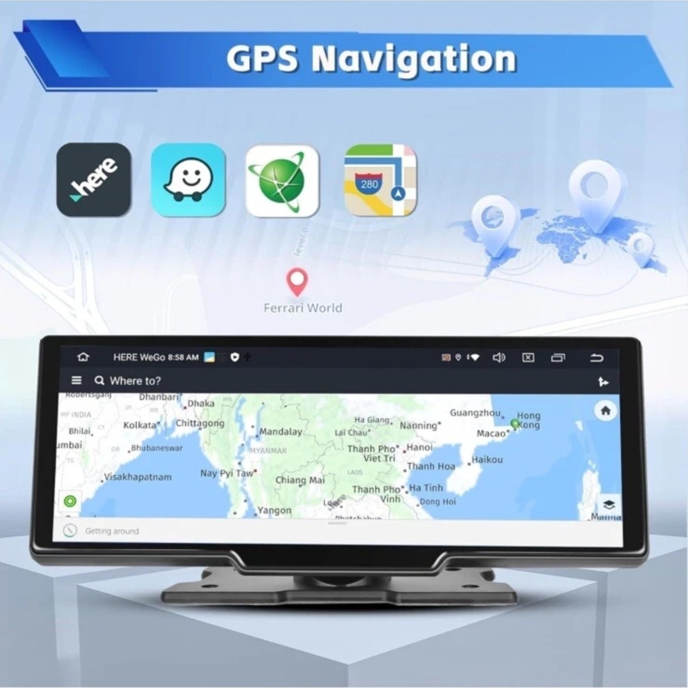 Hikity 10.26 inch Full Touch Screen Wireless Apple CarPlay Portable Car Stere…