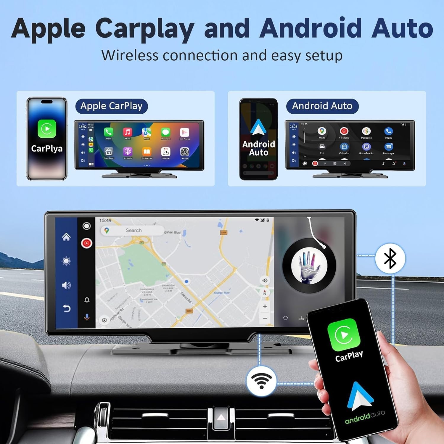 Wireless Portable Carplay Screen for Car – 10.26Inch Carplay & Android Auto Car