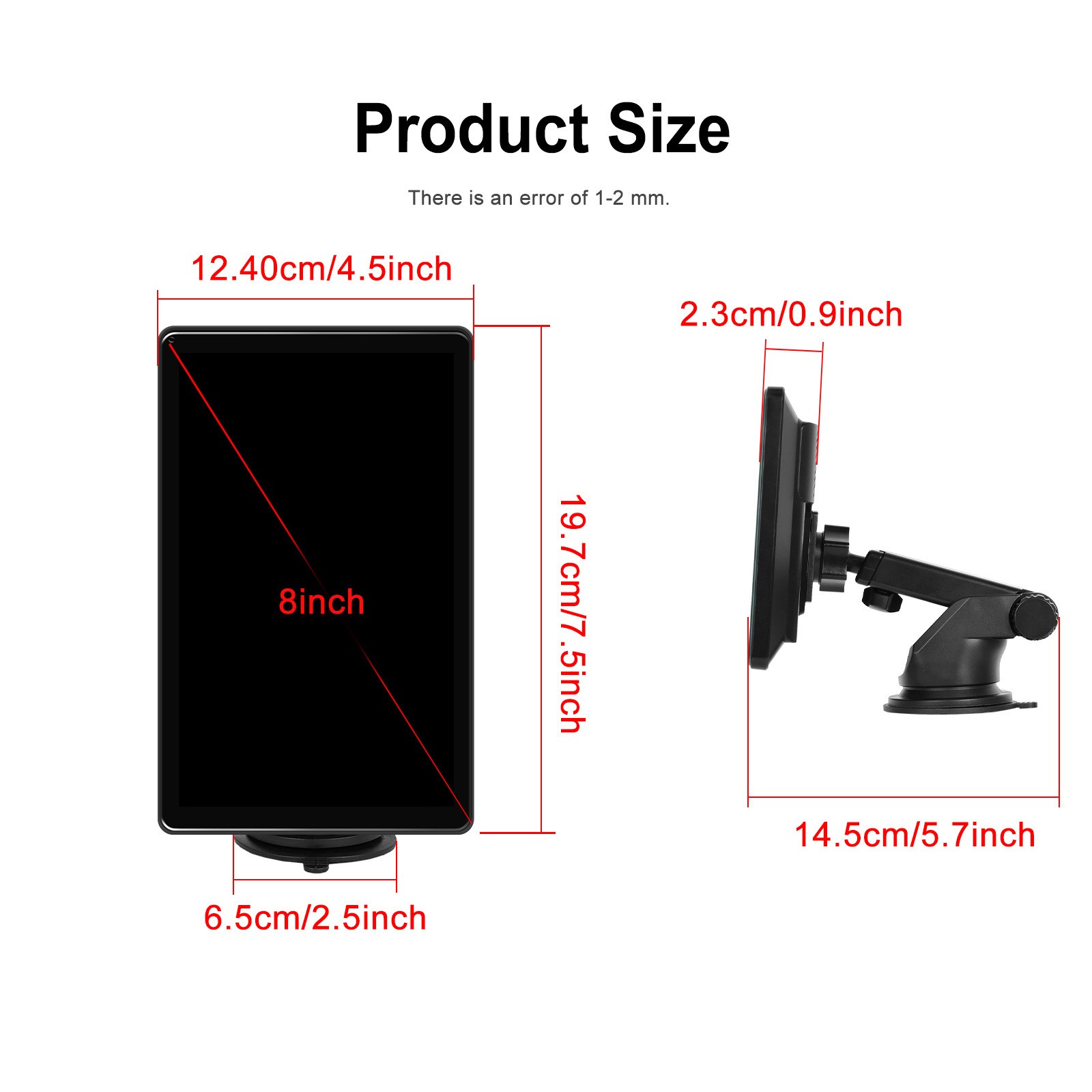 8″ Touch Screen Apple CarPlay Android Auto Horizontal Vertical Switching Display
