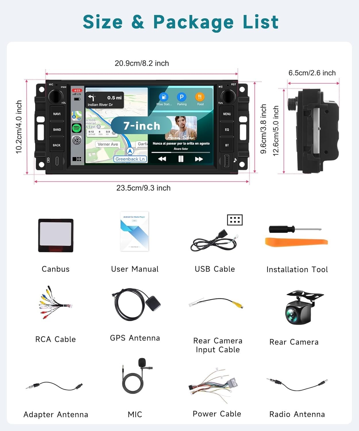 7″ 4+64G Android Auto Carplay 2006-2018 Jeep Wrangler Dodge RAM Chevy Chrysler