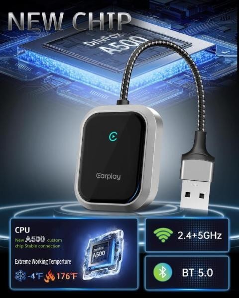 NEW 2025 Wireless CarPlay & Android Auto Adapter 2-in-1 Plug & Play USB/USB-C