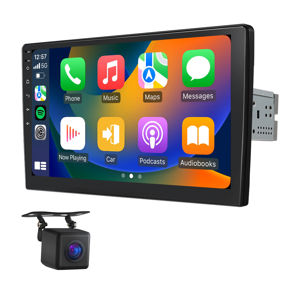 Universal Single DIN 10.1″ QLED Android Auto CarPlay Car Stereo Radio DSP GPS FM