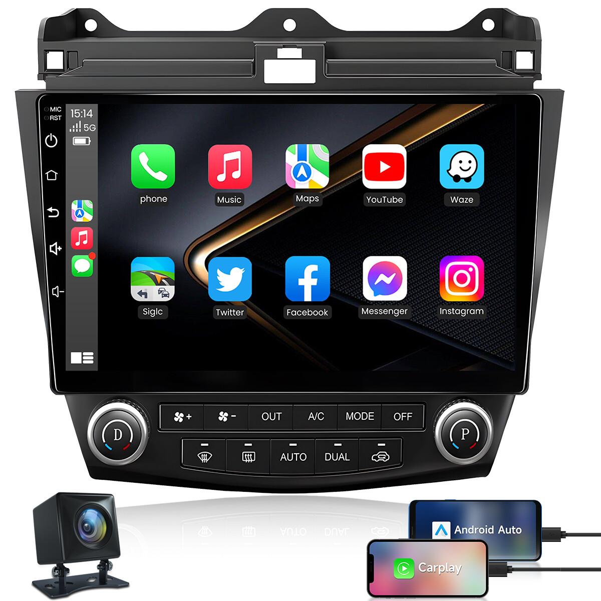 Fit Honda Accord 2003-2007 Apple Carplay Car Stereo FM Radio MP5 Backup Camera