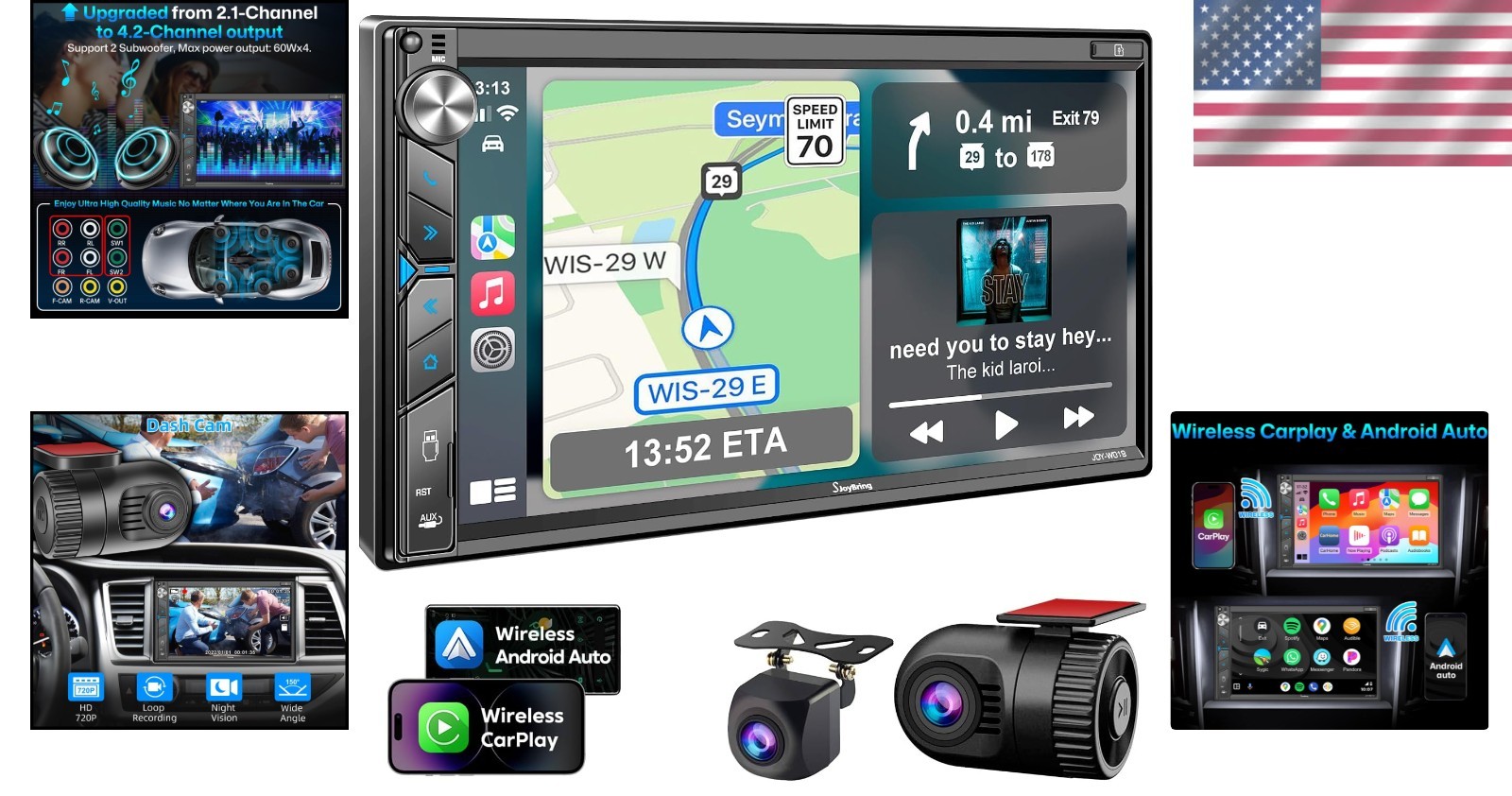 Double Din Stereo with Mirror Link & Backup Cam