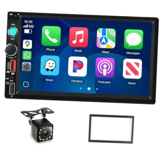 2 DIN Car Stereo Wireless Carplay&Android Auto, USB-C Head Unit 7” Touch