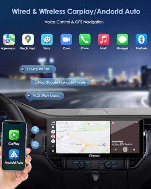 Double Din Car Stereo with Wireless CarPlay Android Auto Car Radio 10.3″