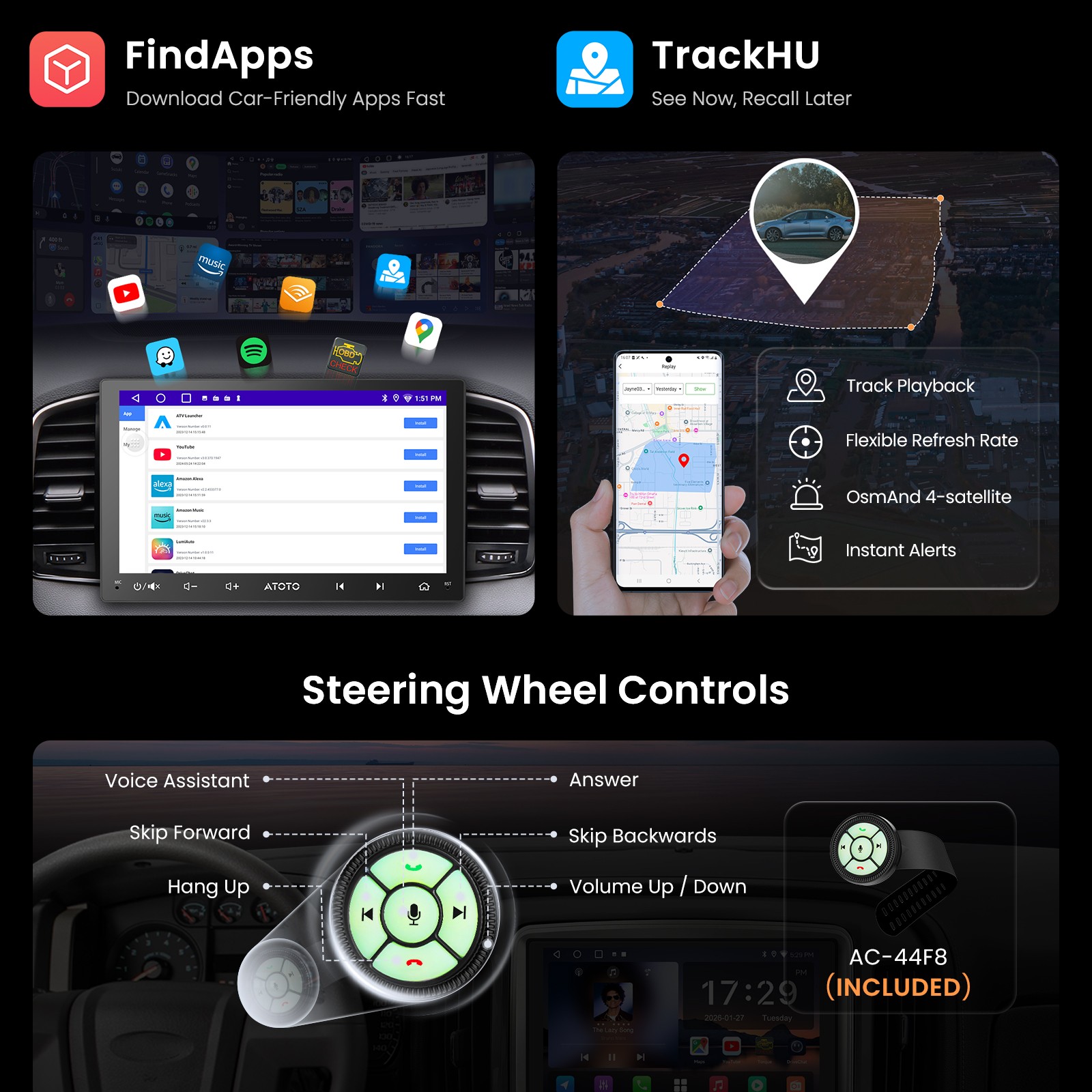 ATOTO Android 9″Touch Screen Car Stereo GPS Carplay GenAI Radio Mirror Link SWC