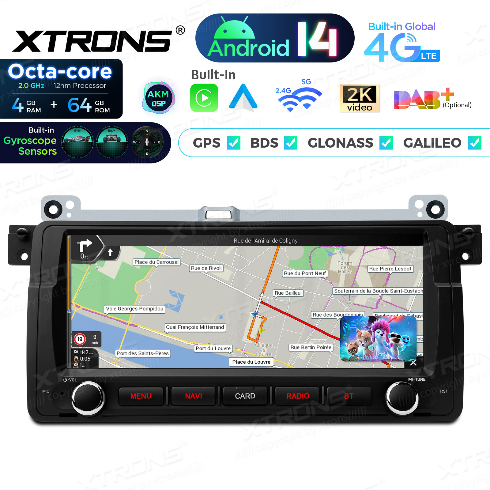 8.8″ HD Screen Android 14 8Core Car Play Radio GPS Stereo 4G For BMW 3er E46 M3