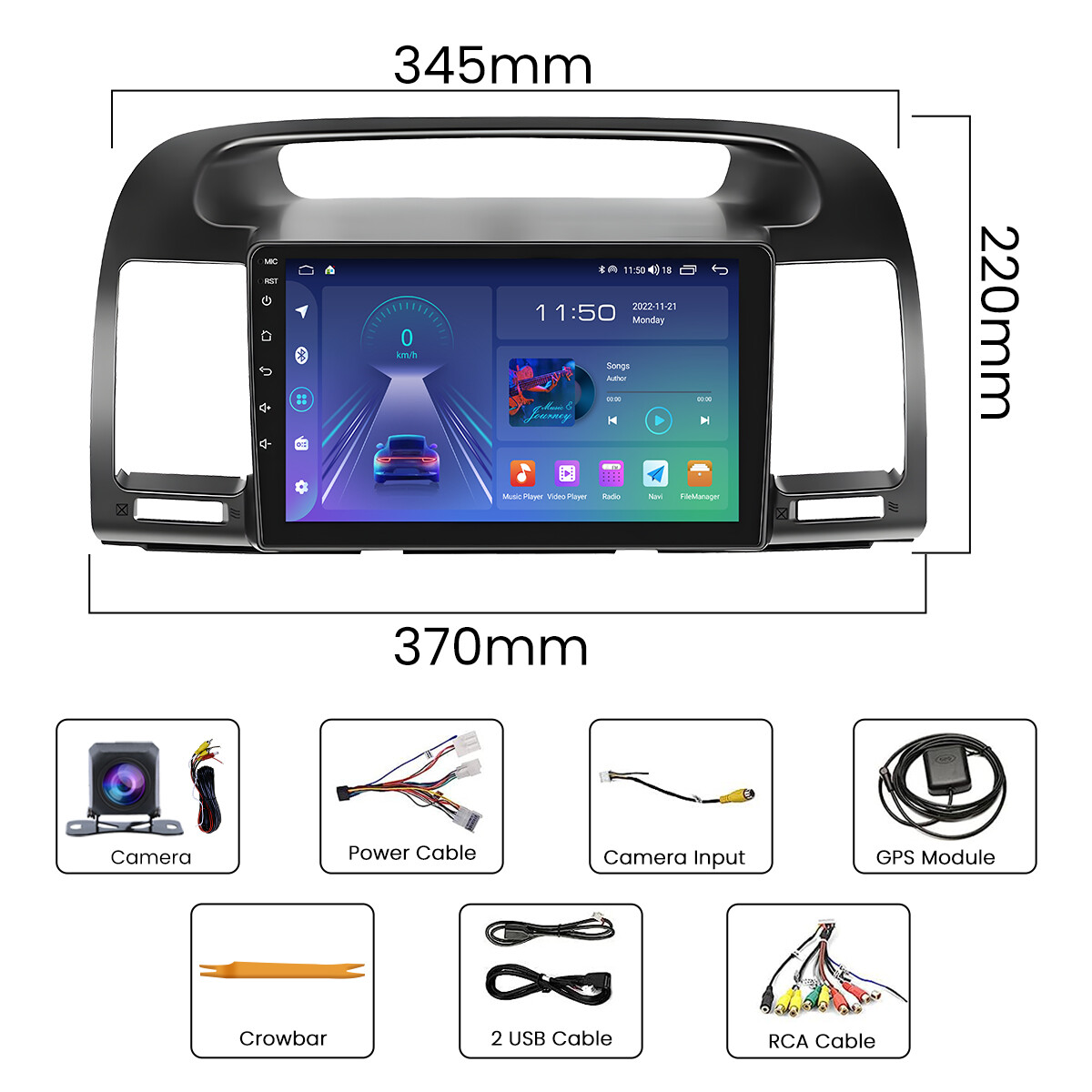 5G Wifi Radio HiFi SWC Backup Camera For 2002-06 Toyota Camry Carplay Android