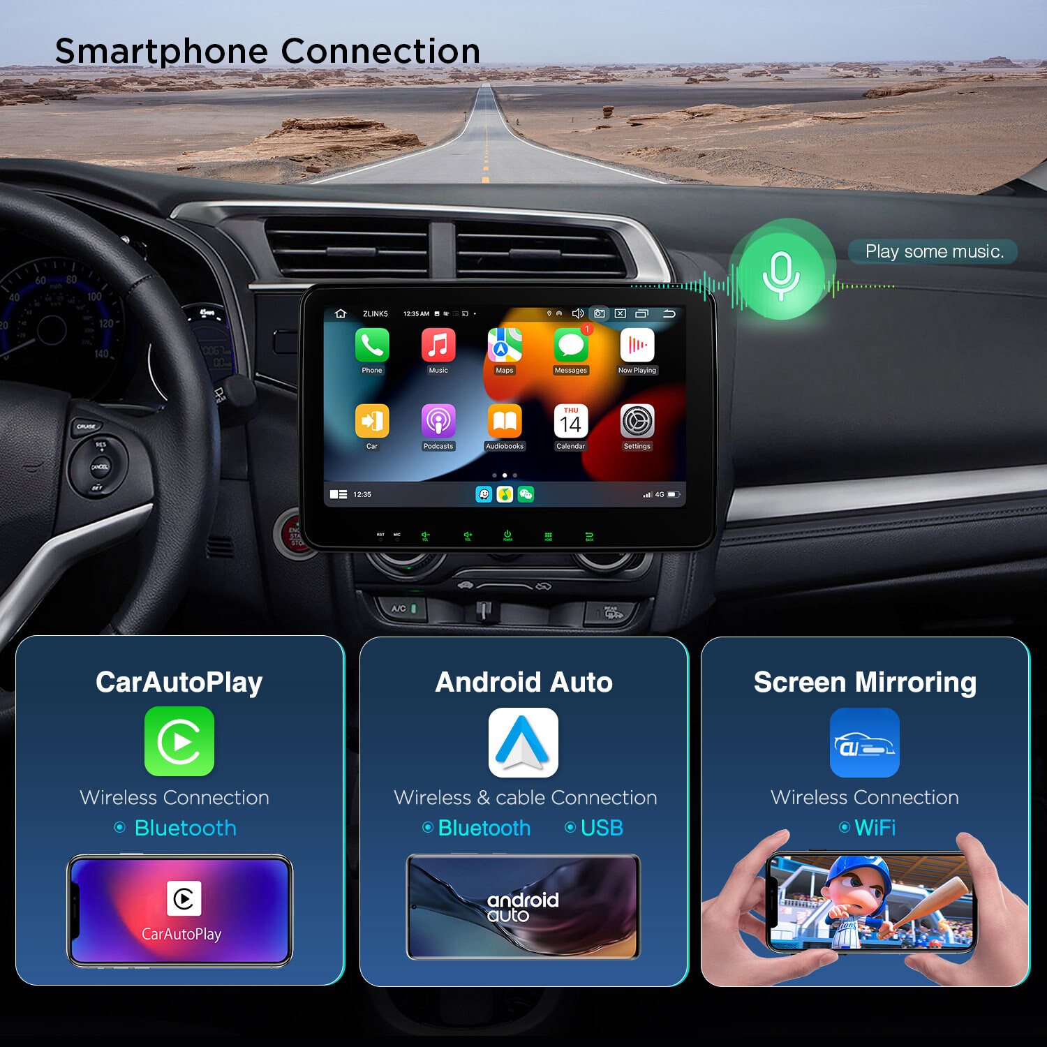 XTRONS 2-DIN 10.1″ Android 14 Car GPS Stereo 8-Core 4+64GB Radio BT5.0 WiFi 4G
