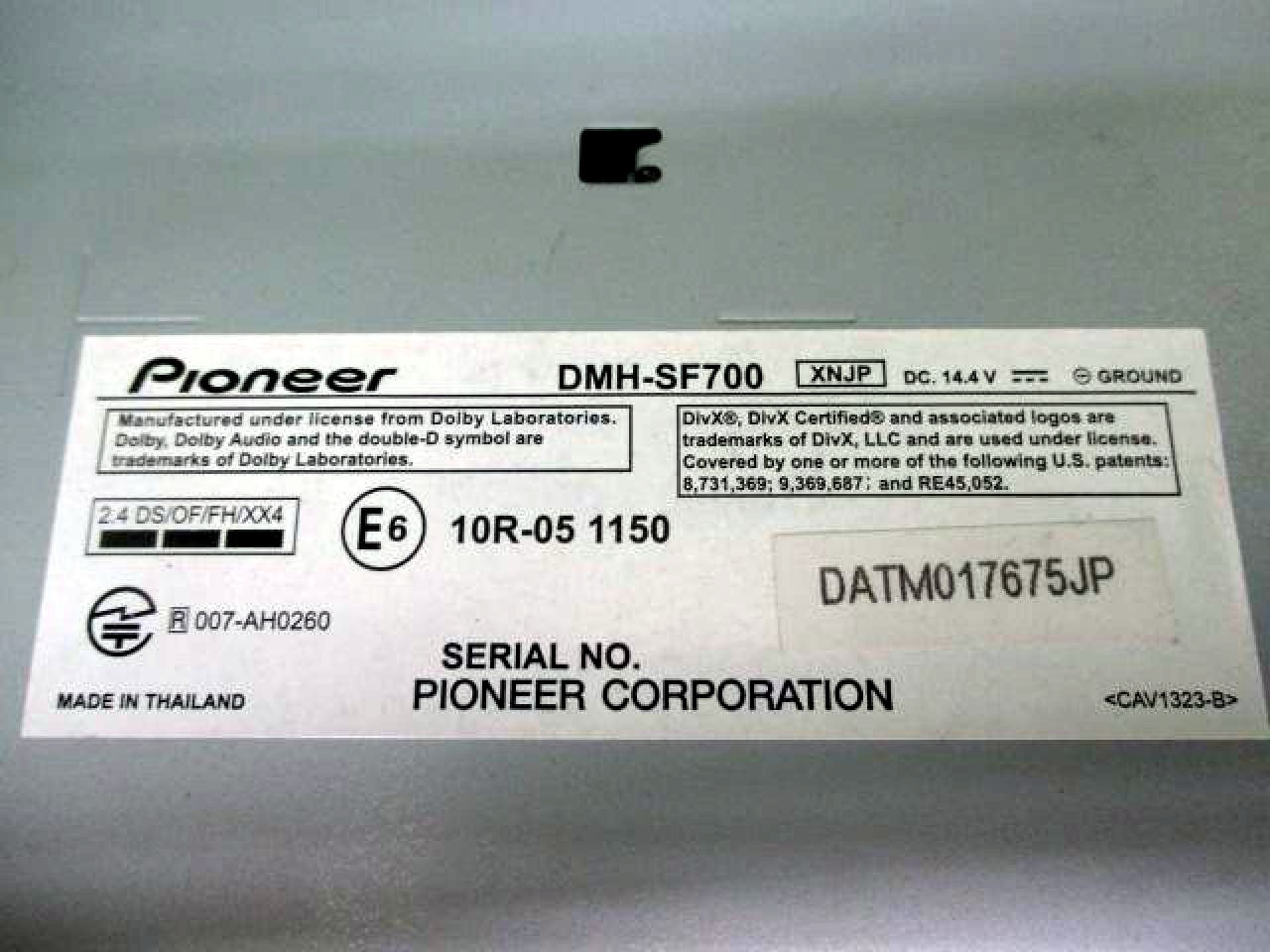 Pioneer carrozzeria DMH-SF700 Single DIN Car Stereo Receiver Tested Working