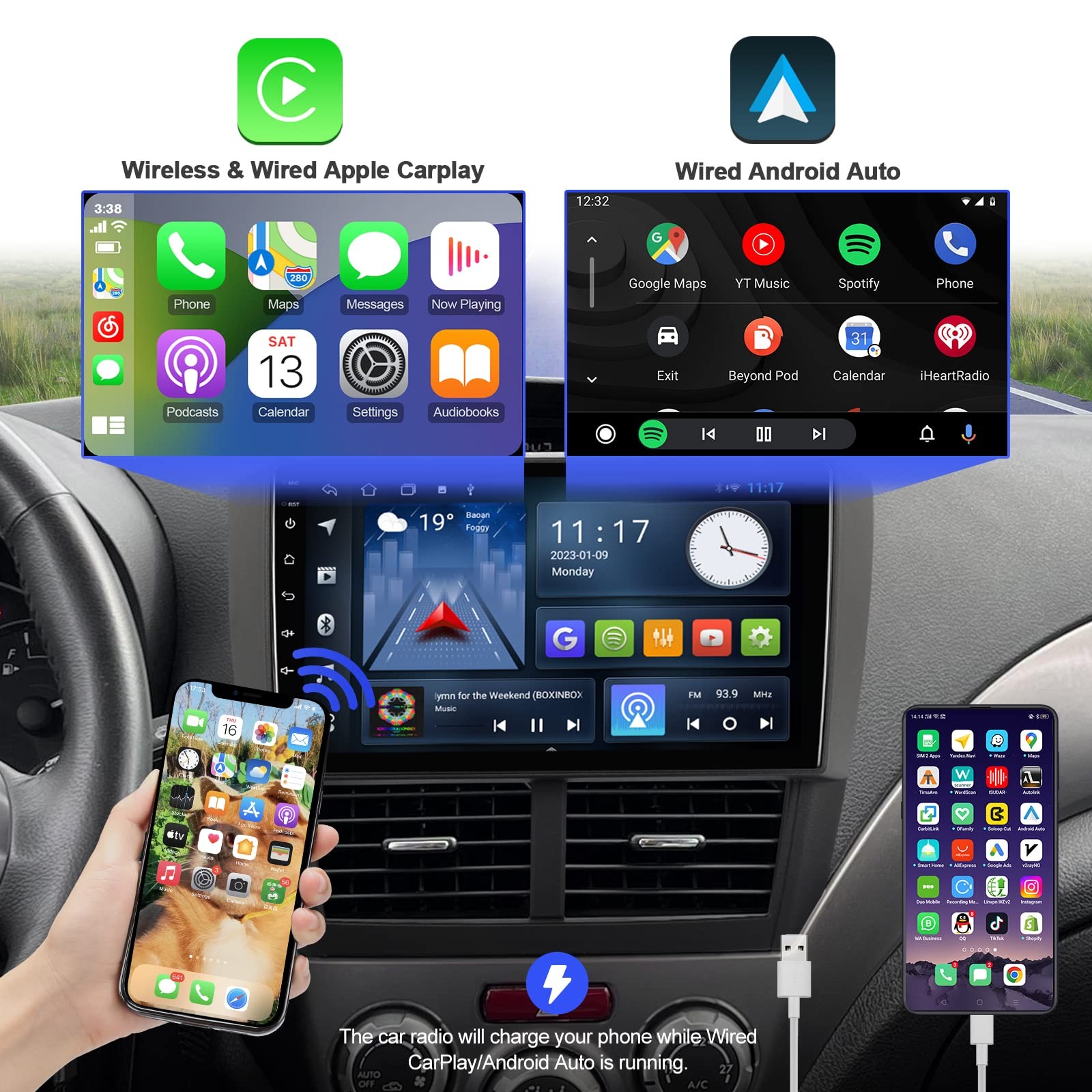 Aumume Android 10 Double Din Car Stereo For Subaru Forester 2008-2012 Impreza