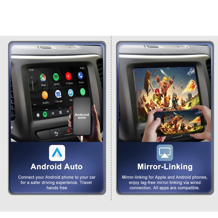 Wirelss carplay For Jeep Grand Cherokee Liberty 14-22 Compass 17-21 Dodge RAM 14