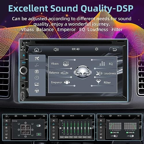 Double Din car Stereo with CD/DVD Player- CarPlay & Android Auto, Car Style-A
