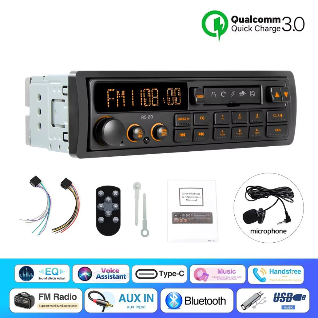 1 Din Car Radio MP3 Player Classic Car Retro Audio Stereo Support FM AUX EQ USB