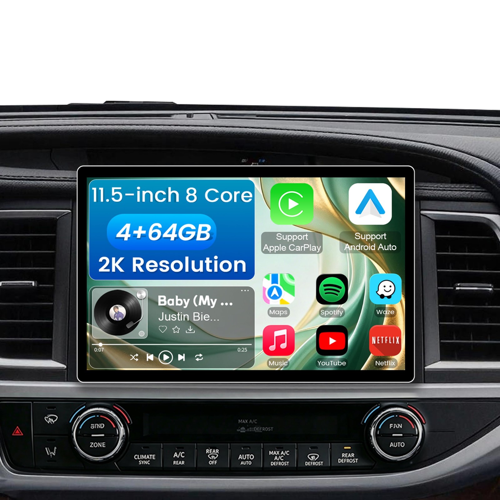 11.5″ 8 Core 2K Wireless Carplay Stereo for 2014-2019 Toyota Highlander