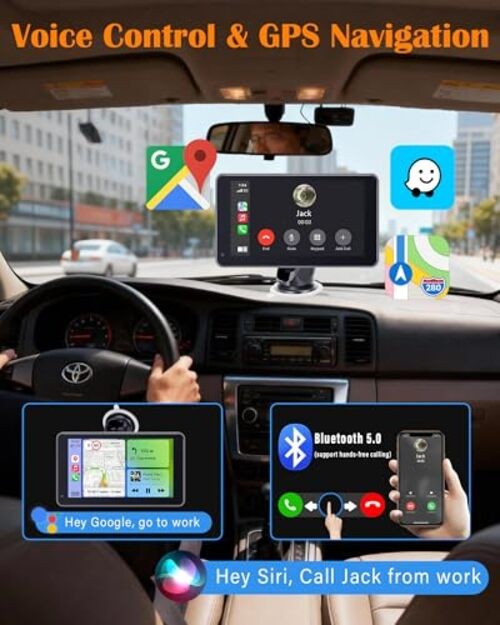 Portable Carplay Screen with Backup Camera – Plug-Play 7-inch HD 1080P Car