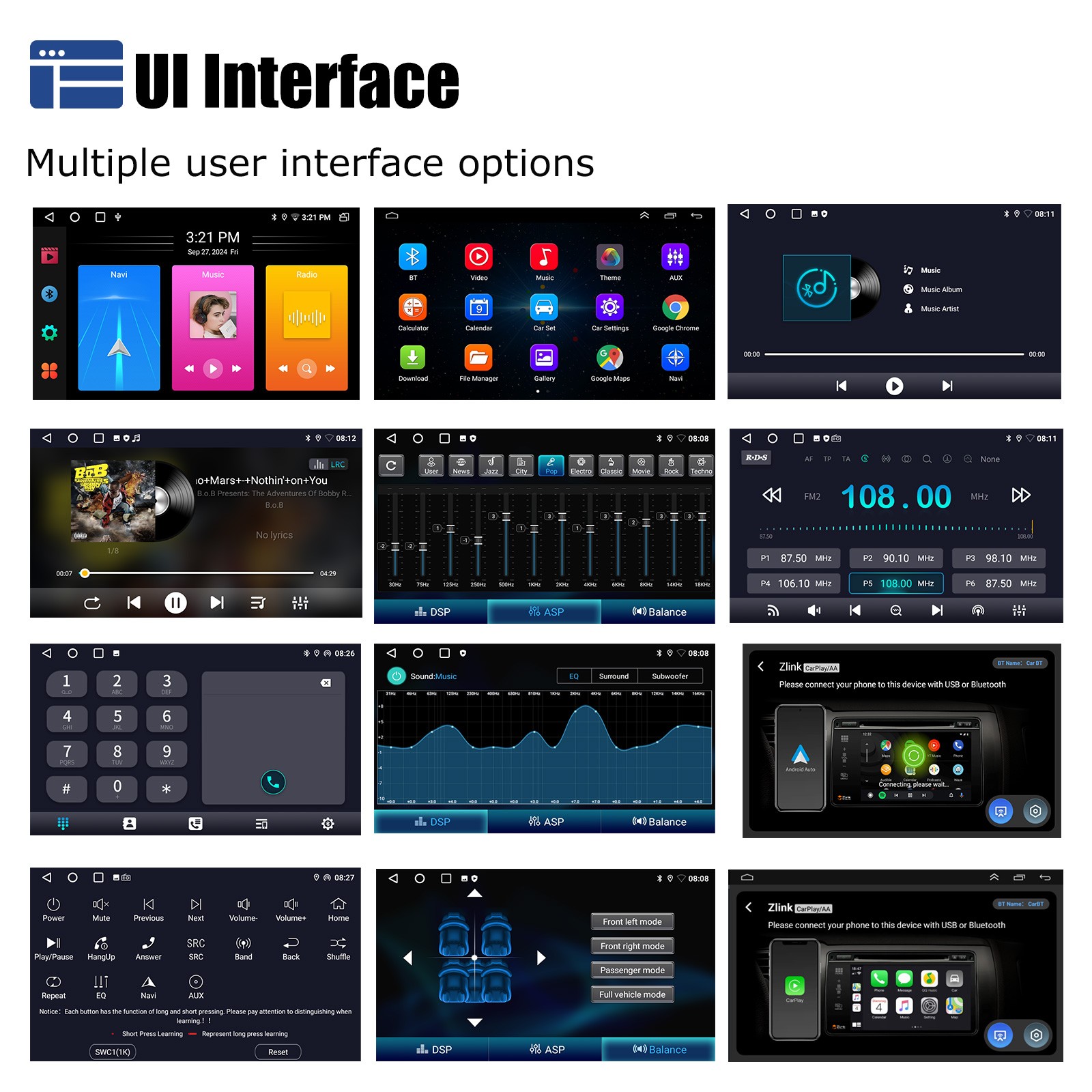Single 1 DIN 10″ Car Stereo Radio Rotatable Wireless Apple CarPlay Android Auto