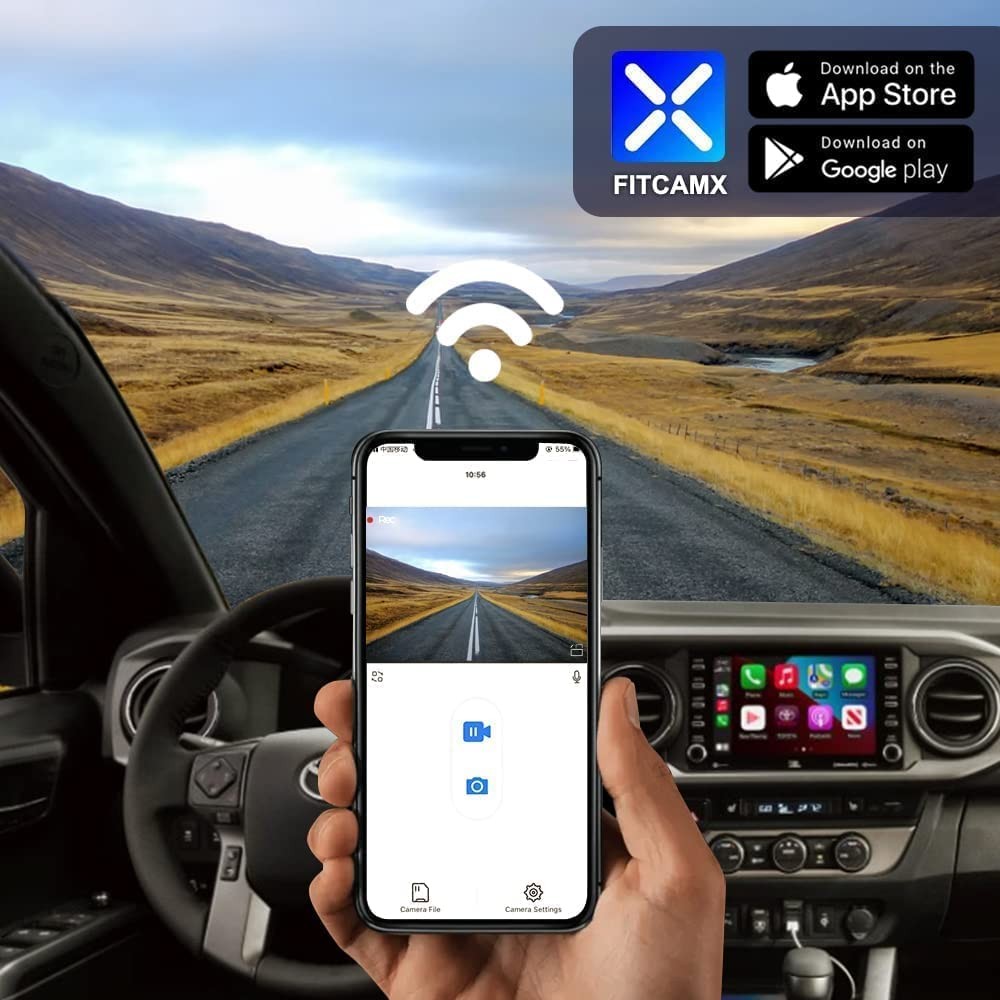 Fitcamx 4K Dash Cam for Toyota Tacoma 2018-2023 All Trims, OEM Look, WiFi, 64GB