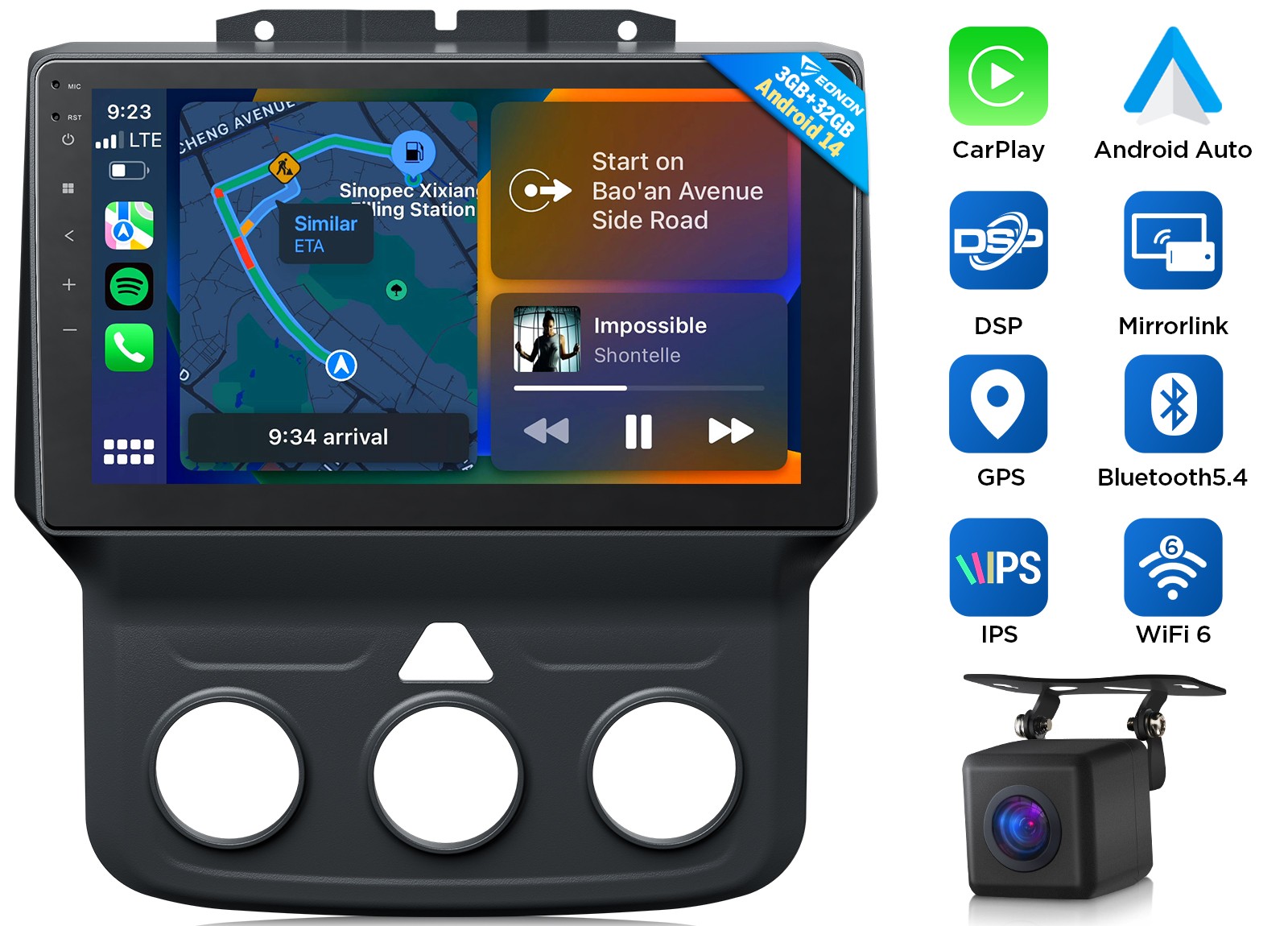 Eonon DGRMX7 Car Stereo for RAM 1500 Classic Wireless CarPlay 9″Android Auto DSP