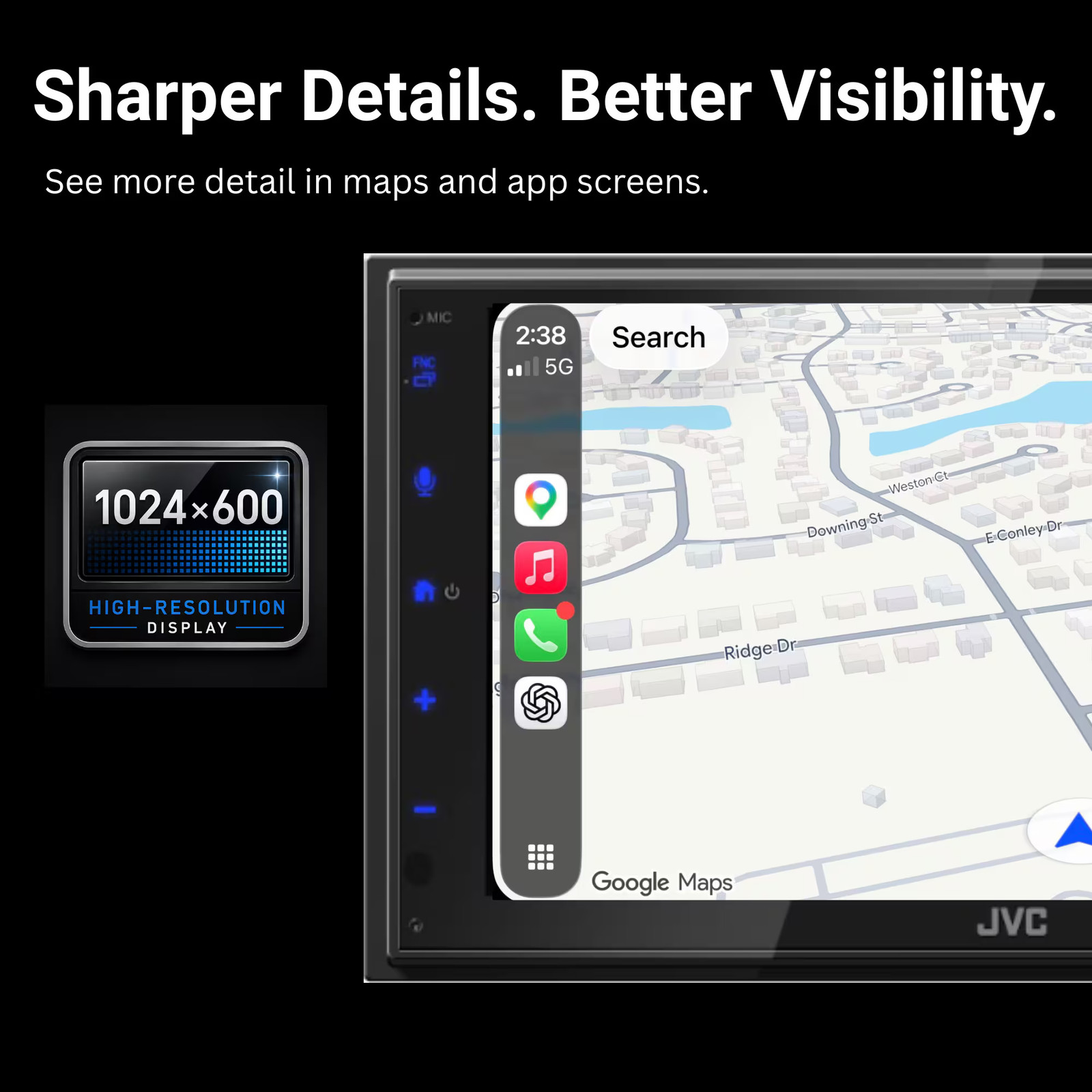 JVC – 6.8″ Android Auto and Apple CarPlay Bluetooth Digital Media (DM) Receiv…